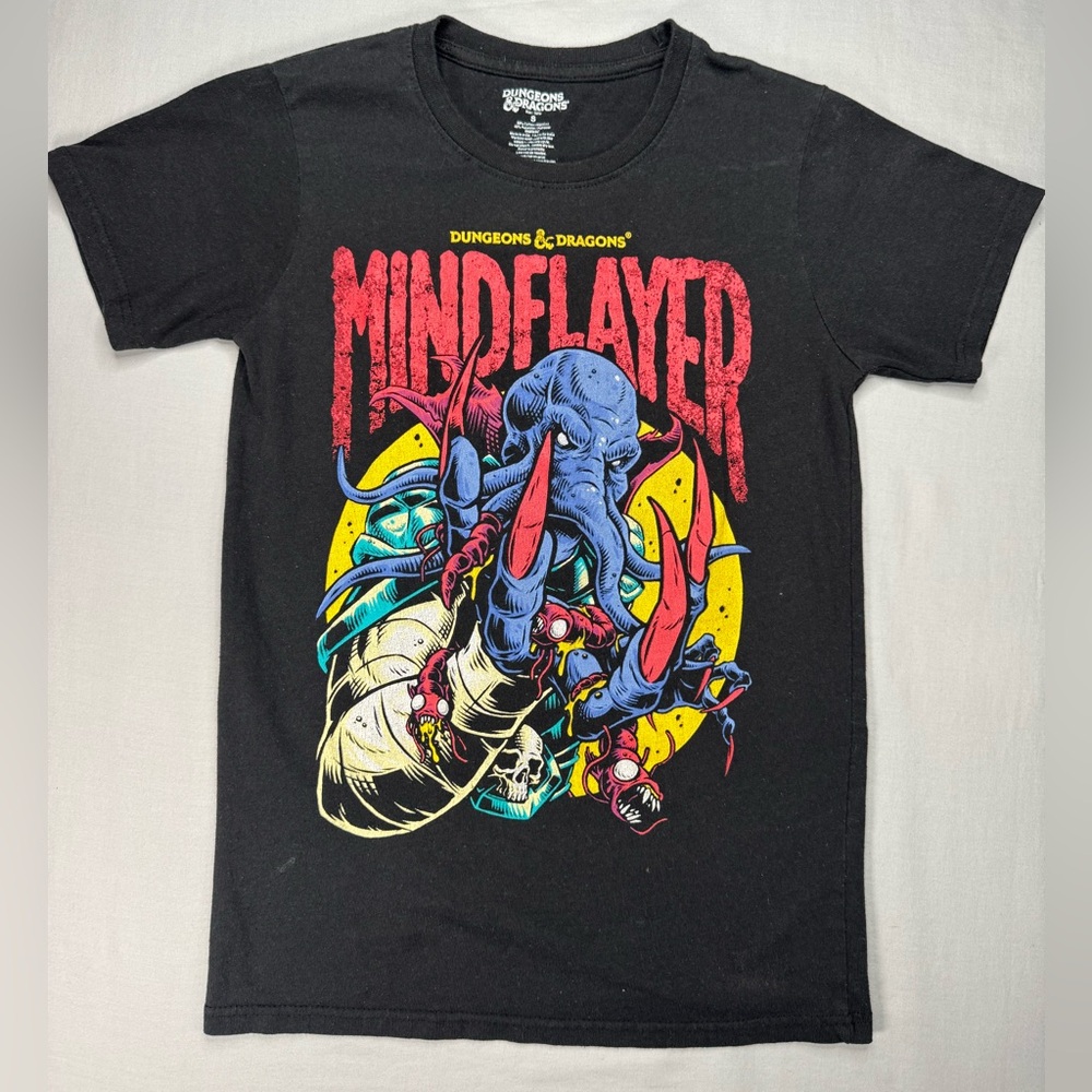 Dungeons & Dragons Mindflayer Graphic Tee Black D&D Monster Shirt Unisex Small
